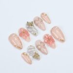 Blush Elegance Press-On Nails with 3D Flowers, Bows & Gold Details – Handmade Chic Nails for a Romantic and Glamorous Look or Gift for Her - Image 2