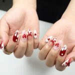 Press On Nail Valentine with Heart | Bow & Pearl Fake Nail in Medium Almond | Handmade Valentine Nail Art for Holiday, Anniversary, Birthday - Image 4