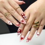 Press On Nail Valentine with Heart | Bow & Pearl Fake Nail in Medium Almond | Handmade Valentine Nail Art for Holiday, Anniversary, Birthday - Image 7