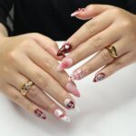 Press On Nails PS: I Love You with Pearl & Star | 3D Heart and Bow Fake Almond Nails | Handmade Nail Art for Holiday, Anniversary, Birthday - Image 6