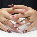 Press On Nails PS: I Love You with Pearl & Star | 3D Heart and Bow Fake Almond Nails | Handmade Nail Art for Holiday, Anniversary, Birthday - Image 7