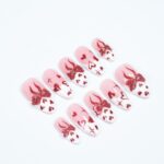 Romantic Pink & Red Press On Nails With 3D Bows, Hearts, Glossy Finish - Handmade Almond Nail Set For A Cute Look, Perfect Gift For Her - Image 5