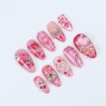 Kiss Me XO Pink Press-On Nails with Pearls, Bows & 3D Charms – Handmade Statement Nails for a Cute, Romantic and Playful Look or Gift - Image 7