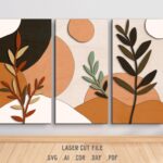 Modular Painting SVG Bundle. Laser cut file for Glowforge. Plants, leaves, geometric, layered frames