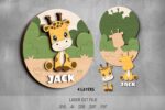 Animals Baby Name Sign SVG Bundle. Laser cut file for Glowforge. Donkey, dog, lion, giraffe, hippopotamus - Image 3