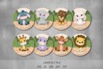 Animals Baby Name Sign SVG Bundle. Laser cut file for Glowforge. Donkey, dog, lion, giraffe, hippopotamus - Image 2