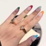 Minimal Press on Nails Colorful French Tips | Everyday Fake Nail Arts in Short Almond | Handmade Nail Art for Holiday, Vacation, Birthday - Image 2