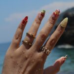 Summer Press On Nails Tropical Orchard with Leopard Print | 3D Floral Fake Nail in Medium Almond | Handmade Nail Art for Holiday, Vacation - Image 4