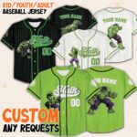 Personalized Style Custom Marvel Hulk Collection Baseball Jersey, Hulk Superhero Kids Jersey, Personalized Hulk Baseball Jersey, S 3SXVKW