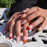 Minimal Press on Nails Colorful French Tips | Everyday Fake Nail Arts in Short Almond | Handmade Nail Art for Holiday, Vacation, Birthday - Image 5