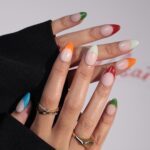 Minimal Press on Nails Colorful French Tips | Everyday Fake Nail Arts in Short Almond | Handmade Nail Art for Holiday, Vacation, Birthday - Image 4
