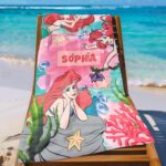 Personalized Style Custom DN Princess Ariel Summer Beach Towel, Custom Name Princess Little Mermaid Towel, Birthday Girl Summer Va CK6CRE - Image 4