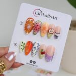 Summer Press on Nails with Fruit & Floral Accents | Cute Handmade Fake Nails in Medium Almond | Fun Nail Art for Vacation, Beach Day or Gift - Image 7