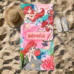 Personalized Style Custom DN Princess Ariel Summer Beach Towel, Custom Name Princess Little Mermaid Towel, Birthday Girl Summer Va R9K92V - Image 3