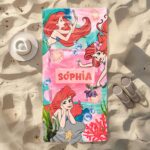 Personalized Style Custom DN Princess Ariel Summer Beach Towel, Custom Name Princess Little Mermaid Towel, Birthday Girl Summer Va 4RQ7LH - Image 2