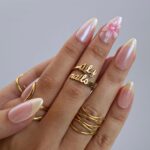 Pastel Press On Nails with Butter Yellow Tip & 3D Pink Blossom | Medium Almond Fake Nails | Handmade Nail Art for Everyday Wear Or Gift - Image 3
