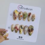 Autumn Press On Nails with Mushrooms, Leaves & Acorns | Fake Nails in Medium Almond | Handmade Nail Art for Fall Looks, Parties Or Gifts - Image 5