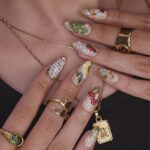 Autumn Press On Nails with Mushrooms, Leaves & Acorns | Fake Nails in Medium Almond | Handmade Nail Art for Fall Looks, Parties Or Gifts - Image 3