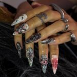Halloween Gothic Press On Nails With Eyeball, Ants & Spider Web | Long Almond Fake Nails | Spooky Handmade 3D Nail Art for Costumes, Parties - Image 3