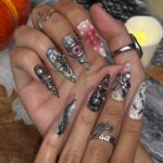 Halloween Gothic Press On Nails With Eyeball, Ants & Spider Web | Long Almond Fake Nails | Spooky Handmade 3D Nail Art for Costumes, Parties - Image 2