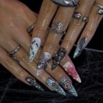 Halloween Gothic Press On Nails With Eyeball, Ants & Spider Web | Long Almond Fake Nails | Spooky Handmade 3D Nail Art for Costumes, Parties - Image 4