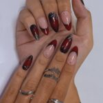Halloween Press On Nails With Silver Web & Red Ombre | French Tip Fake Nails in Medium Almond | Handmade Nail Art for Party Or Birthday - Image 5