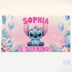 Customized Custom DN Stitch Birthday Banner Backdrop, Backdrop Decoration, Party Cartoon Decor, Lilo Gift Special #140 ZJNBEL - Image 3