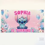 Customized Custom DN Stitch Birthday Banner Backdrop, Backdrop Decoration, Party Cartoon Decor, Lilo Gift Print #176 5BZJAX - Image 3
