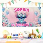 Customized Custom DN Stitch Birthday Banner Backdrop, Backdrop Decoration, Party Cartoon Decor, Lilo Gift Special #140 ZJNBEL