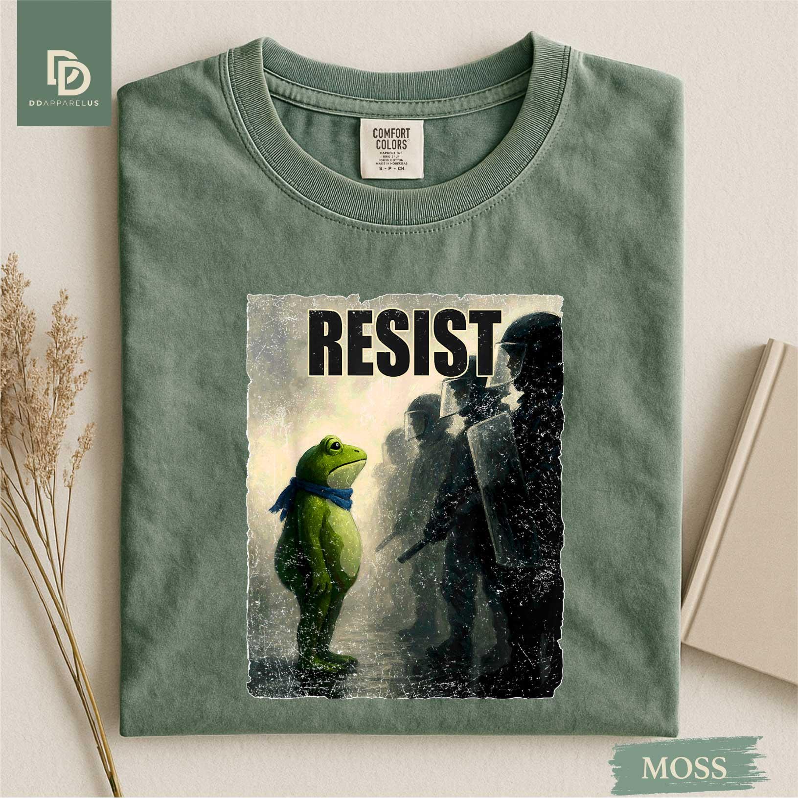 il_fullxfull.7333436539_ka0j.jpg Resist Portland Frog Protest Comfort Colors® Shirt, I Stand With Frog Anti Establishment Tee Anti ICE Shirt Anti Trump Activist Resistance - Image 1