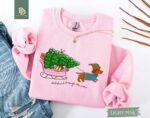 Dachshund Through The Snow Sweatshirt, Christmas Hot Dog Tee, Xmas Dachshund Shirt, Reindeer Dachshund Tee, Christmas Tree Shirt, Wiener Dog - Image 5