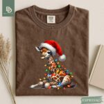 Comfort Colors® Giraffe Christmas Shirt, Cute Giraffe Christmas Lights T-Shirt, Xmas Gift Shirt for Women Men Giraffe Holiday Festive Lights - Image 3