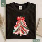 Comfort Colors® Christmas Tree Shirt, Christmas Girls Women Red Bow Shirt, Christmas Tree Tee Shirt, Coquette Christmas Tree Bow Xmas Gift - Image 4