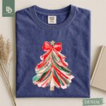 Comfort Colors® Christmas Tree Shirt, Christmas Girls Women Red Bow Shirt, Christmas Tree Tee Shirt, Coquette Christmas Tree Bow Xmas Gift - Image 6