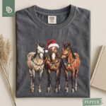 Comfort Colors® Western Horses Santa Christmas Shirt, Horse Christmas Lights Shirt, Xmas Western Horses Tee Christmas Rodeo Tee Cowgirl Xmas - Image 4
