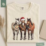 Comfort Colors® Western Horses Santa Christmas Shirt, Horse Christmas Lights Shirt, Xmas Western Horses Tee Christmas Rodeo Tee Cowgirl Xmas - Image 2