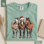 Comfort Colors® Western Horses Santa Christmas Shirt, Horse Christmas Lights Shirt, Xmas Western Horses Tee Christmas Rodeo Tee Cowgirl Xmas - Image 9