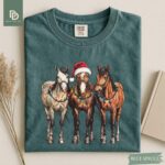 Comfort Colors® Western Horses Santa Christmas Shirt, Horse Christmas Lights Shirt, Xmas Western Horses Tee Christmas Rodeo Tee Cowgirl Xmas - Image 6