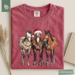 Comfort Colors® Western Horses Santa Christmas Shirt, Horse Christmas Lights Shirt, Xmas Western Horses Tee Christmas Rodeo Tee Cowgirl Xmas - Image 7