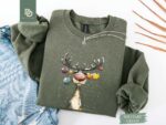 Christmas Reindeer Sweatshirt, Retro Reindeer Sweater, Funny Christmas Reindeer Shirt, Cute Reindeer Holiday Tee, Merry Christmas Lights Tee - Image 3