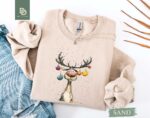 Christmas Reindeer Sweatshirt, Retro Reindeer Sweater, Funny Christmas Reindeer Shirt, Cute Reindeer Holiday Tee, Merry Christmas Lights Tee - Image 2