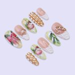 Christmas Gingerbread & Ornament Press On Nails | Medium Almond | Handmade Holiday Nail Art - Image 2