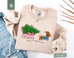 Dachshund Through The Snow Sweatshirt, Christmas Hot Dog Tee, Xmas Dachshund Shirt, Reindeer Dachshund Tee, Christmas Tree Shirt, Wiener Dog - Image 2