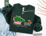 Dachshund Through The Snow Sweatshirt, Christmas Hot Dog Tee, Xmas Dachshund Shirt, Reindeer Dachshund Tee, Christmas Tree Shirt, Wiener Dog - Image 4