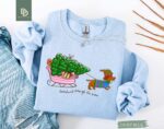 Dachshund Through The Snow Sweatshirt, Christmas Hot Dog Tee, Xmas Dachshund Shirt, Reindeer Dachshund Tee, Christmas Tree Shirt, Wiener Dog - Image 3