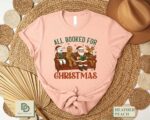 All Booked For Christmas Sweatshirt, Funny Bookish Christmas Santa Sweater, Book Lovers Christmas Shirt, Bookworm Gift, Christmas Book Shirt - Image 6