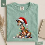 Comfort Colors® Giraffe Christmas Shirt, Cute Giraffe Christmas Lights T-Shirt, Xmas Gift Shirt for Women Men Giraffe Holiday Festive Lights - Image 6
