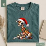 Comfort Colors® Giraffe Christmas Shirt, Cute Giraffe Christmas Lights T-Shirt, Xmas Gift Shirt for Women Men Giraffe Holiday Festive Lights - Image 5