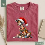 Comfort Colors® Giraffe Christmas Shirt, Cute Giraffe Christmas Lights T-Shirt, Xmas Gift Shirt for Women Men Giraffe Holiday Festive Lights - Image 8