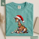 Comfort Colors® Giraffe Christmas Shirt, Cute Giraffe Christmas Lights T-Shirt, Xmas Gift Shirt for Women Men Giraffe Holiday Festive Lights - Image 11